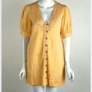 Free People XS crochet lace linen mini dress